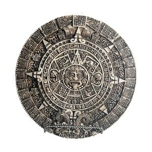 Aztec Sun Stone Mayan Calendar Wall Plaque Round Resin Mexico 11"